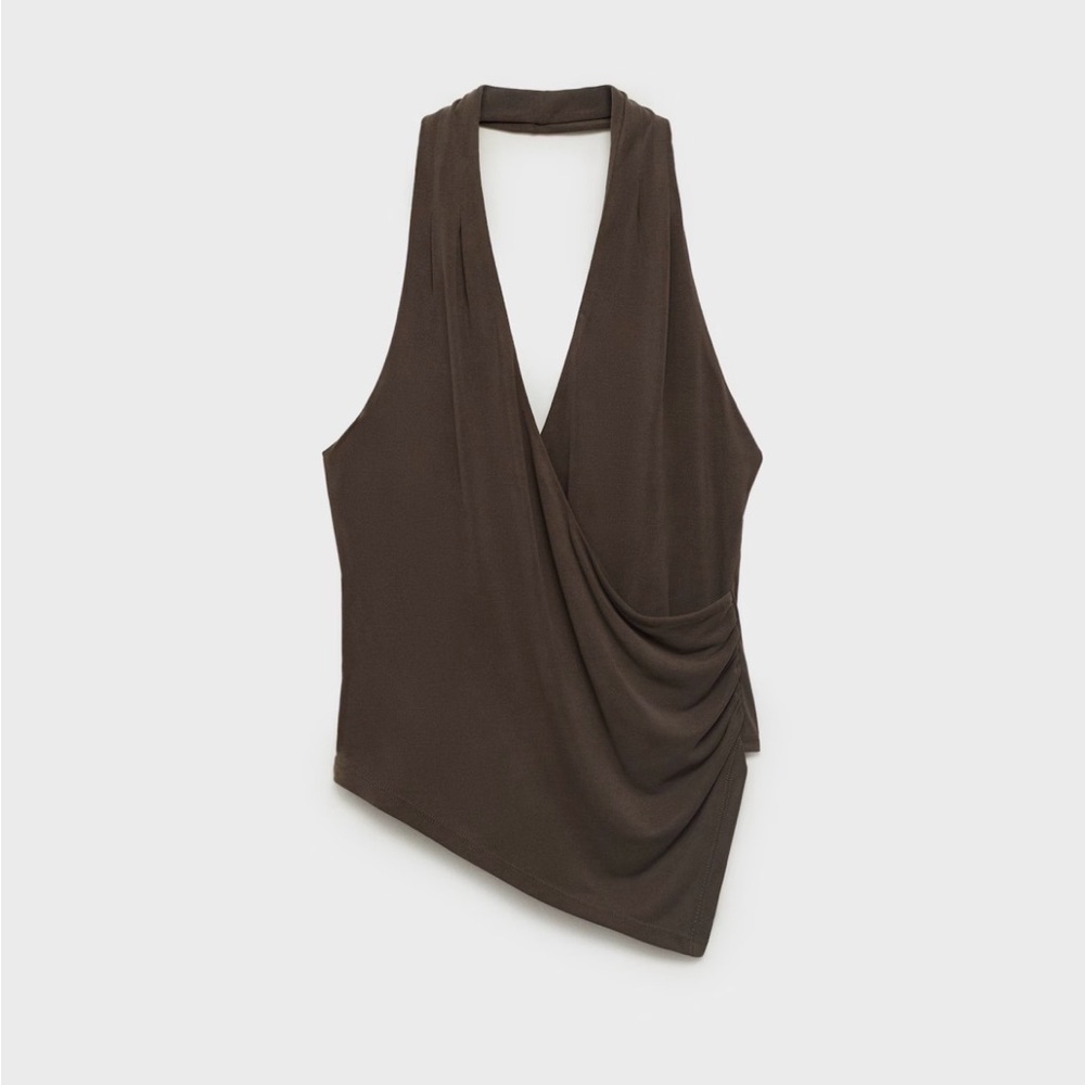 MANGO HALTER-NECK CROSSOVER TOP